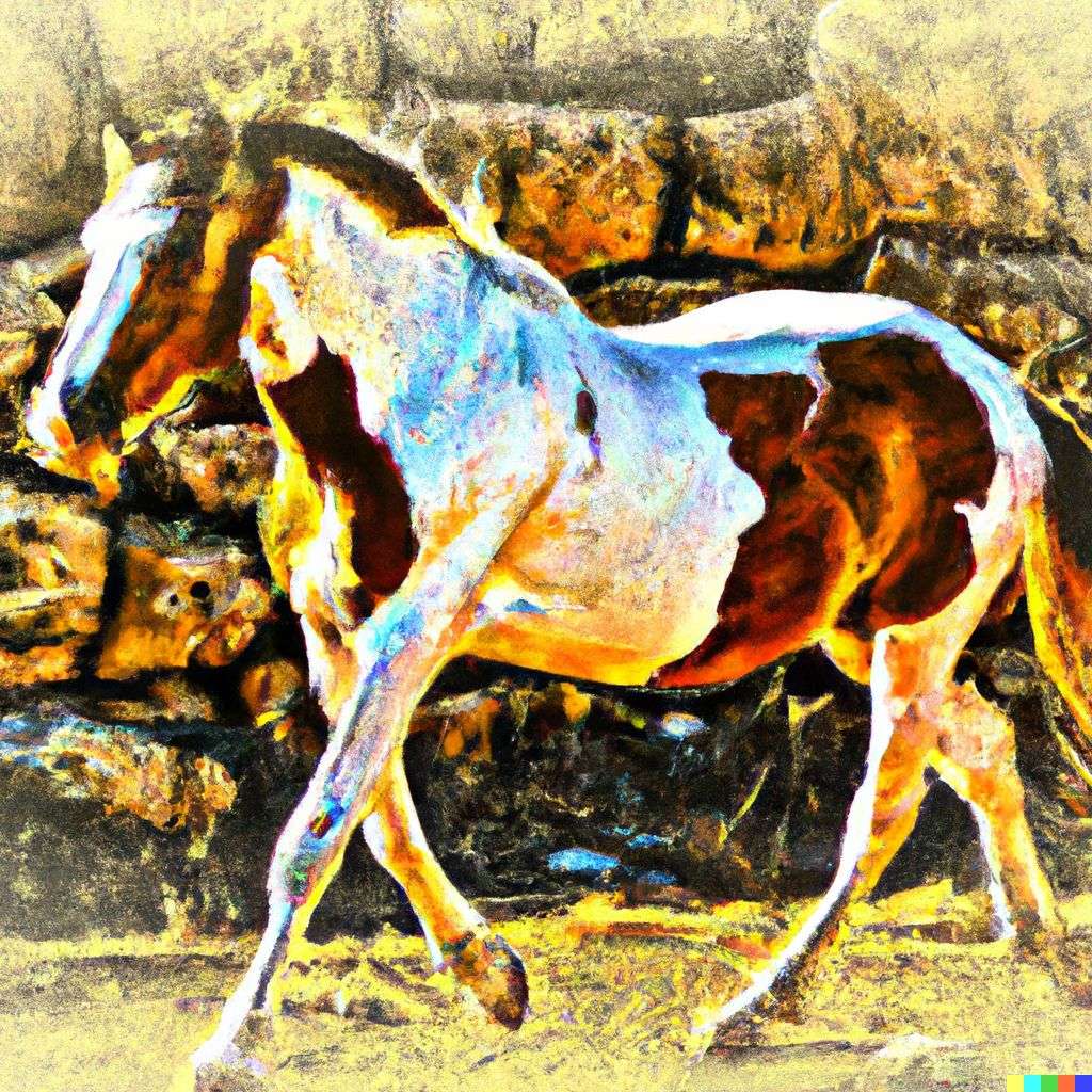 a horse, digital art, faux-3D style